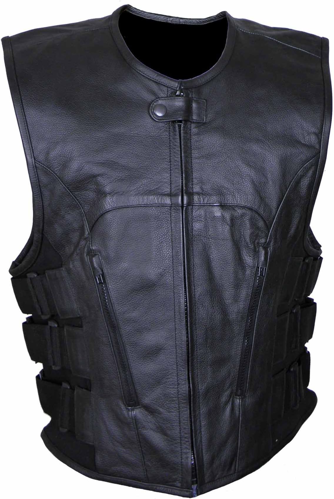 Vance Leather Men's Premium Leather Tactical Style Vest
