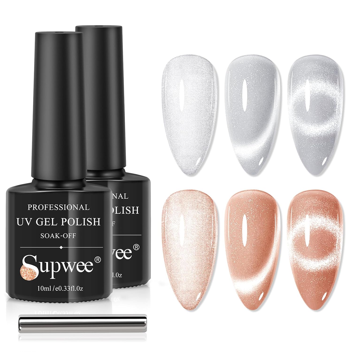Cat Eye Gel Nail Polish - Silver Nude Magnetic Manicure