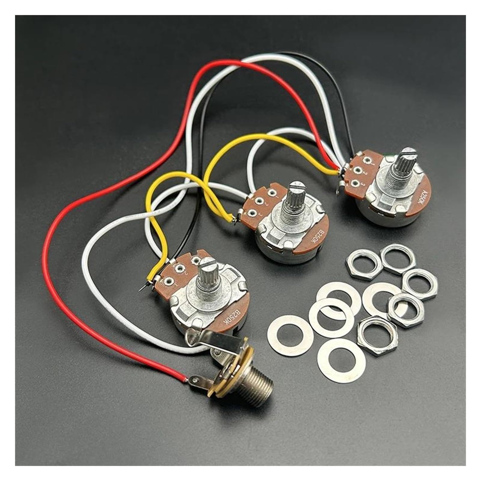 Guitarra Arnés De Cableado Precableado Kit De Cableado De Bajo PB/JB De 10 Piezas Precableado Para Bajo De Precisión Potenciómetros Grandes De 250 K Conector De 1/2 Volumen Y 1 Tono(2)