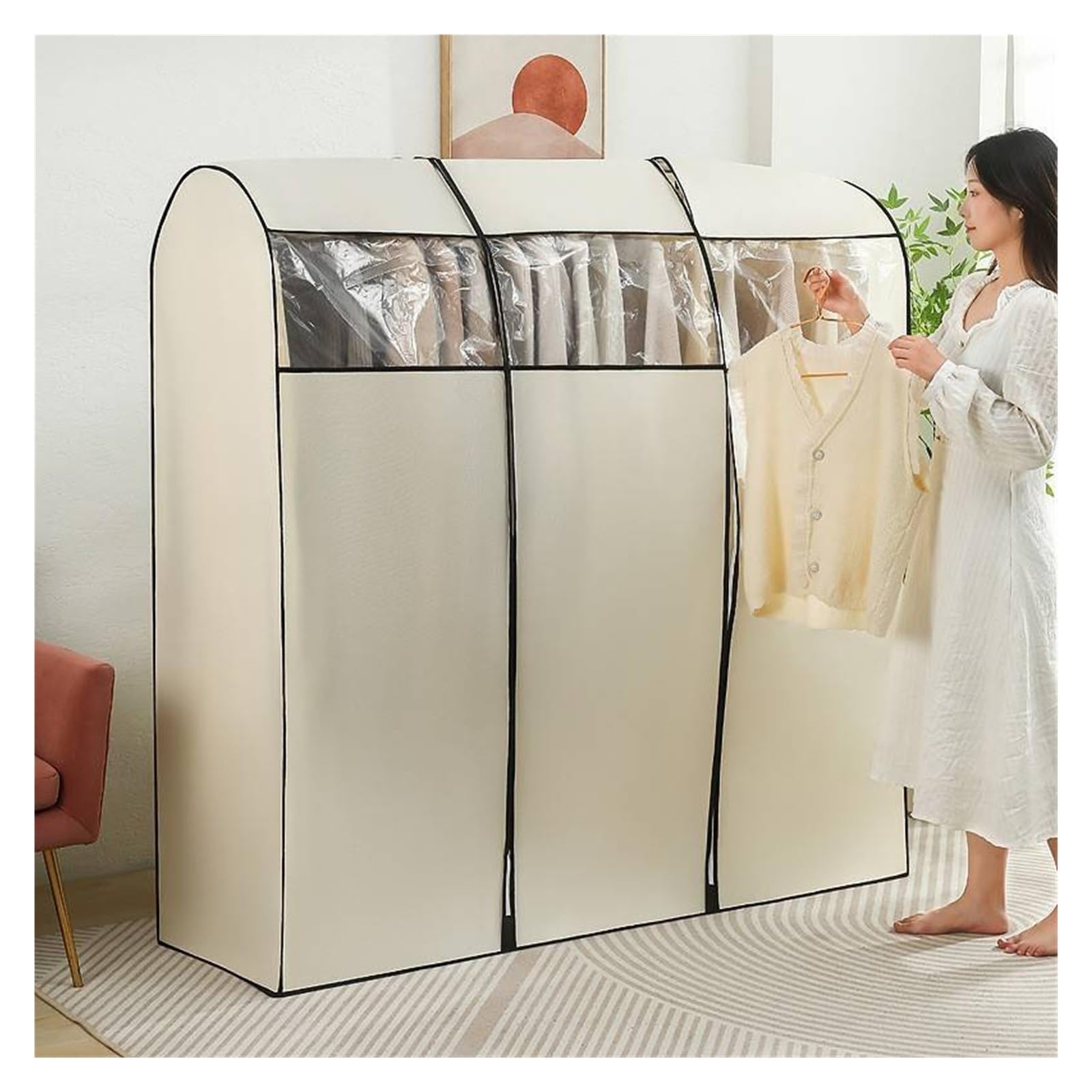 Clothes Rack Cover Floor Standing Dustproof Cover Clothing Hanger Protective Bag Storage Pouch