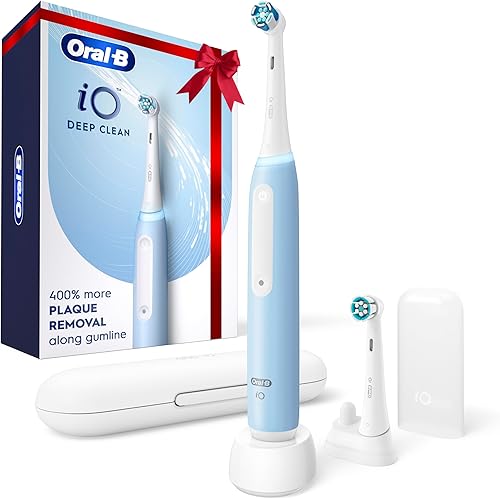 Vista 10 de Oral-B iO Deep Clean - Cepillo de dientes eléctrico recargable, color blanco con iO Series 3 Limited, 2 cabezales de cepillo y estuche de viaje