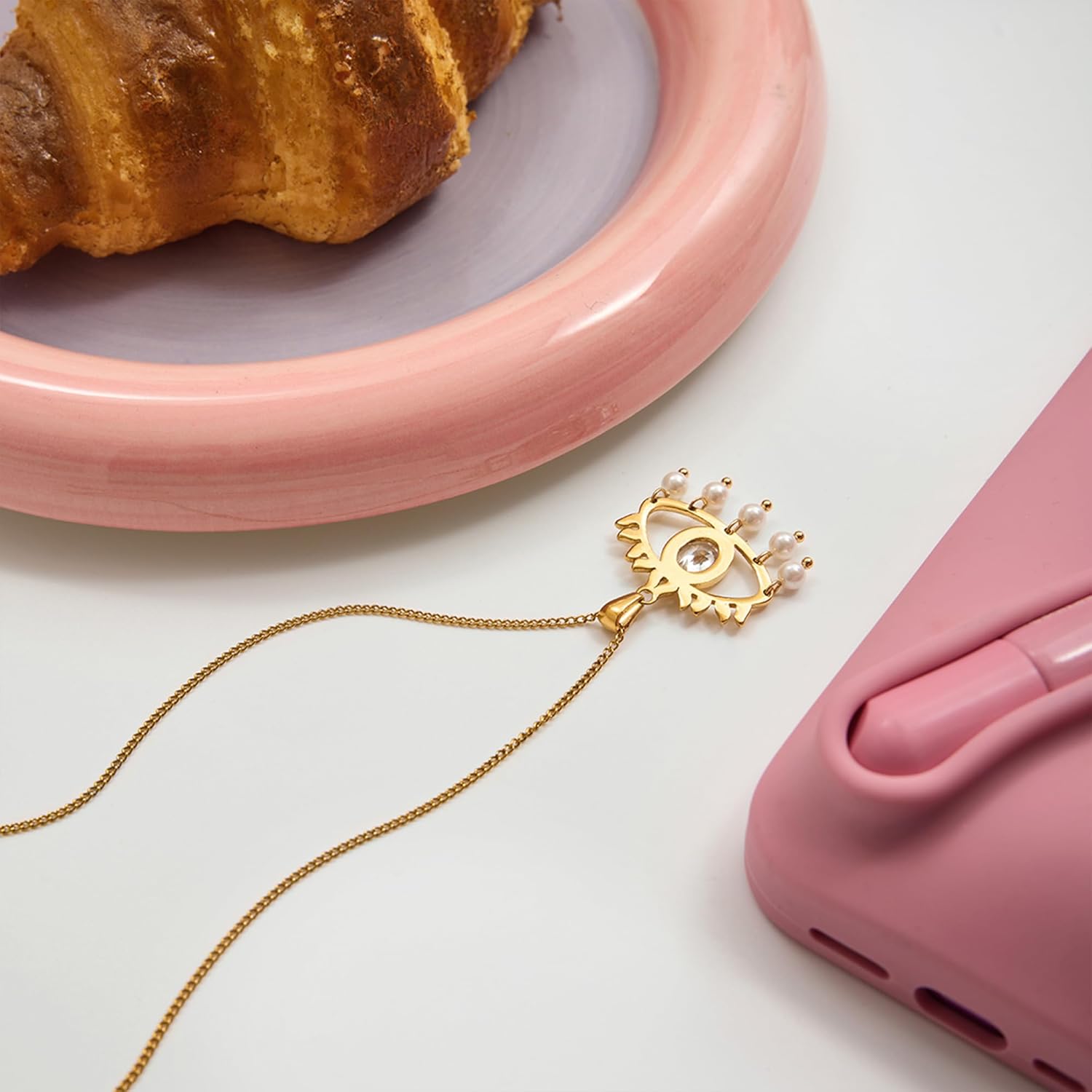 Evil Eye Necklace for Women 14K Gold Plated Dainty White CZ Evil Eye Lucky Protection Jewelry Gifts for Women - Image 7