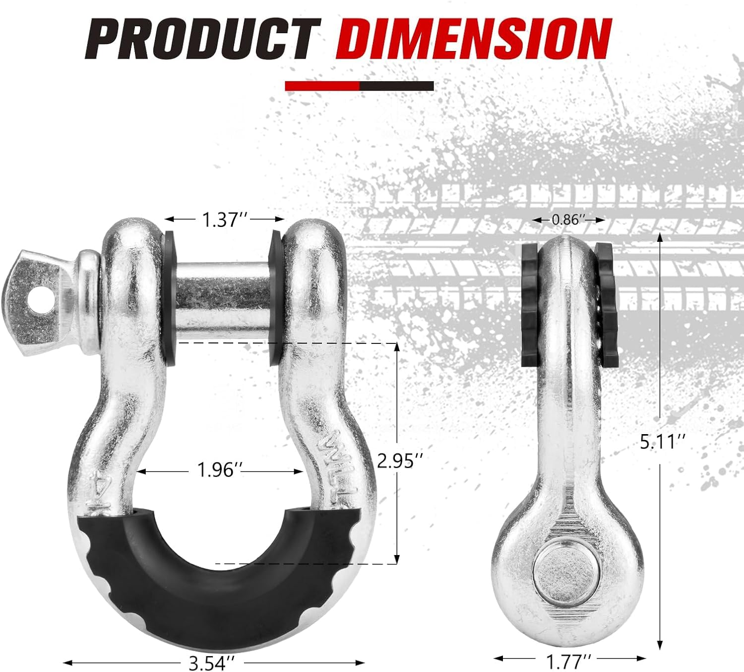 FieryRed 3/16” Winch Rope Cable with 3/4 Inch D Ring Shackle