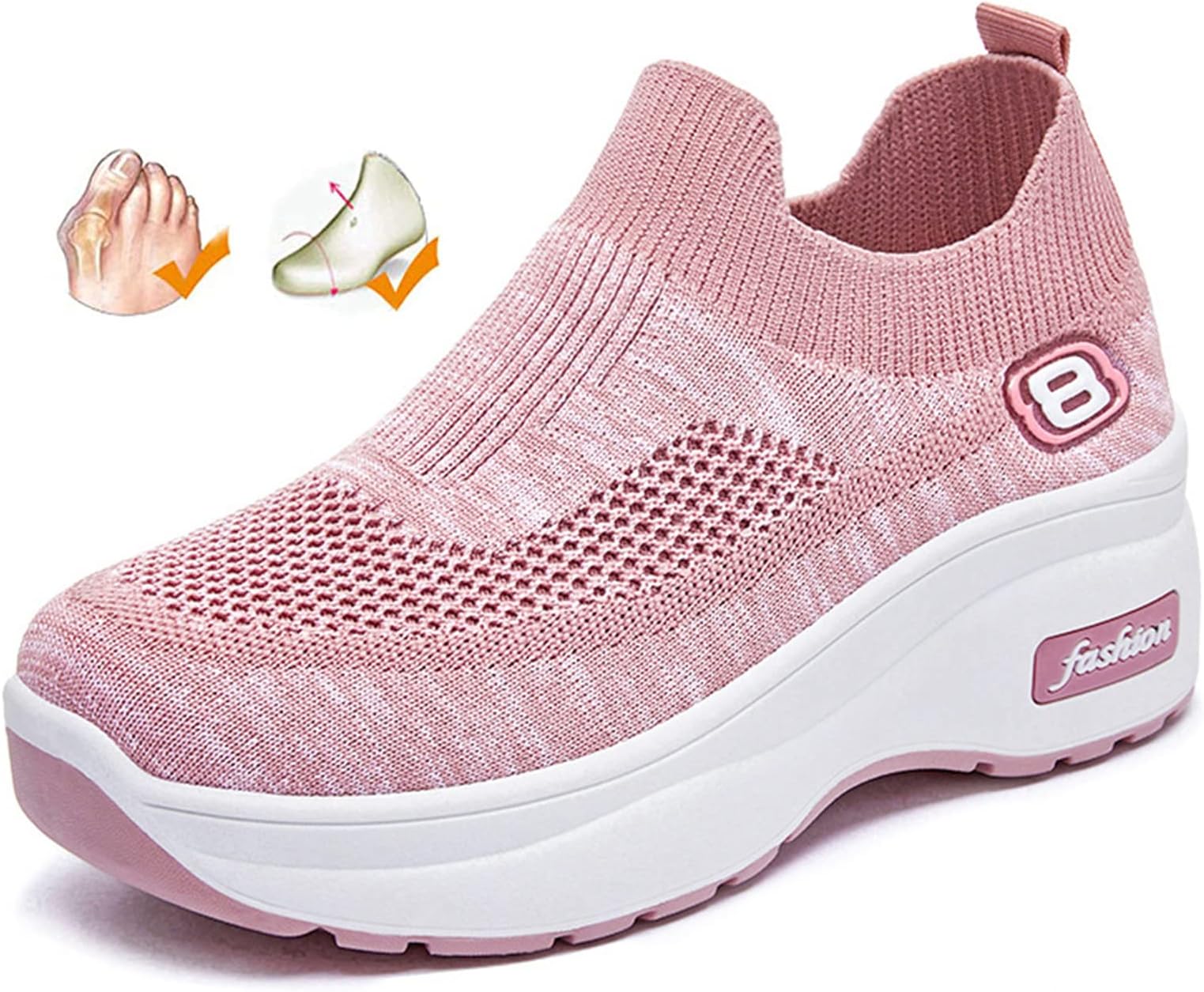 Womens Diabetic Orthopedic Shoes for Swollen Feet Ladies Platform Wide Fit Sneaker Adjustable Closure Toe Walking Sandals for Arthritis Hallux Valgus (Pink 37EU)