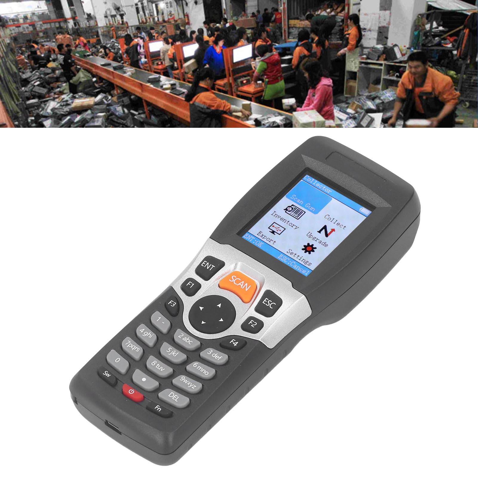 Lector de Códigos de Barras Inalámbrico, Escaneo Automático Rápido y Portátil con Pantalla TFT 2,2 Pulgadas para Inventario de Supermercados, Mayoristas y Tiendas Minoristas