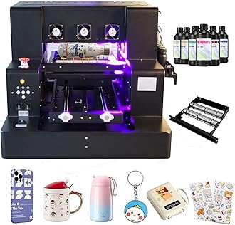 A4 XP600 UV Flatbed Printer,DTF Printer Machine,Higher Resolution 5760 * 1440dpi,UV DTF Printe Machine with Ink for Phone Case Glass Cups Stickers