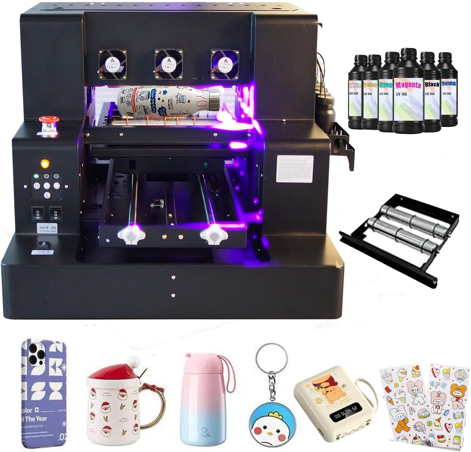 A4 XP600 UV Flatbed Printer,DTF Printer Machine,Higher Resolution 5760 * 1440dpi,UV DTF Printe Machine with Ink for Phone Case Glass Cups Stickers