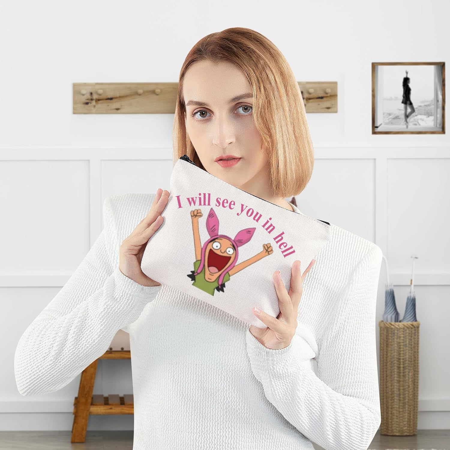 WZMPA Louise Belcher Cosmetic Bag BLouise Belcher Fans Gift I Will See You In Hell Louise Belcher Makeup Zipper Pouch Bag For Cartoon Lover (In Hell) - Image 6