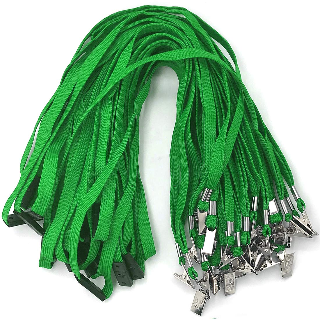 Bird Fiy Lanyards Breakaway Bulk Black Lanyards Neck Flat Safety Badge Lanyard Bulldog Clip (Green, 25 PCS) โ image 1
