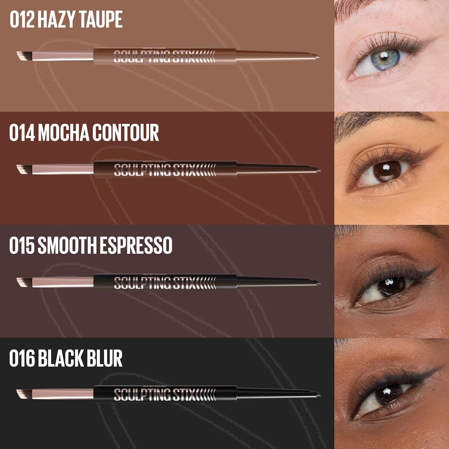 Maybelline New York Sculpting Stix Çift Uçlu Göz Kalemi - 015 Smooth Espresso (2 paketi)