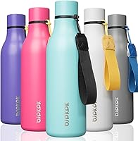 Vista 326 de BJPKPK Botellas de agua aisladas, botella de agua de metal de acero inoxidable de 18 onzas con correa, termo a prueba de fugas sin BPA, tazas