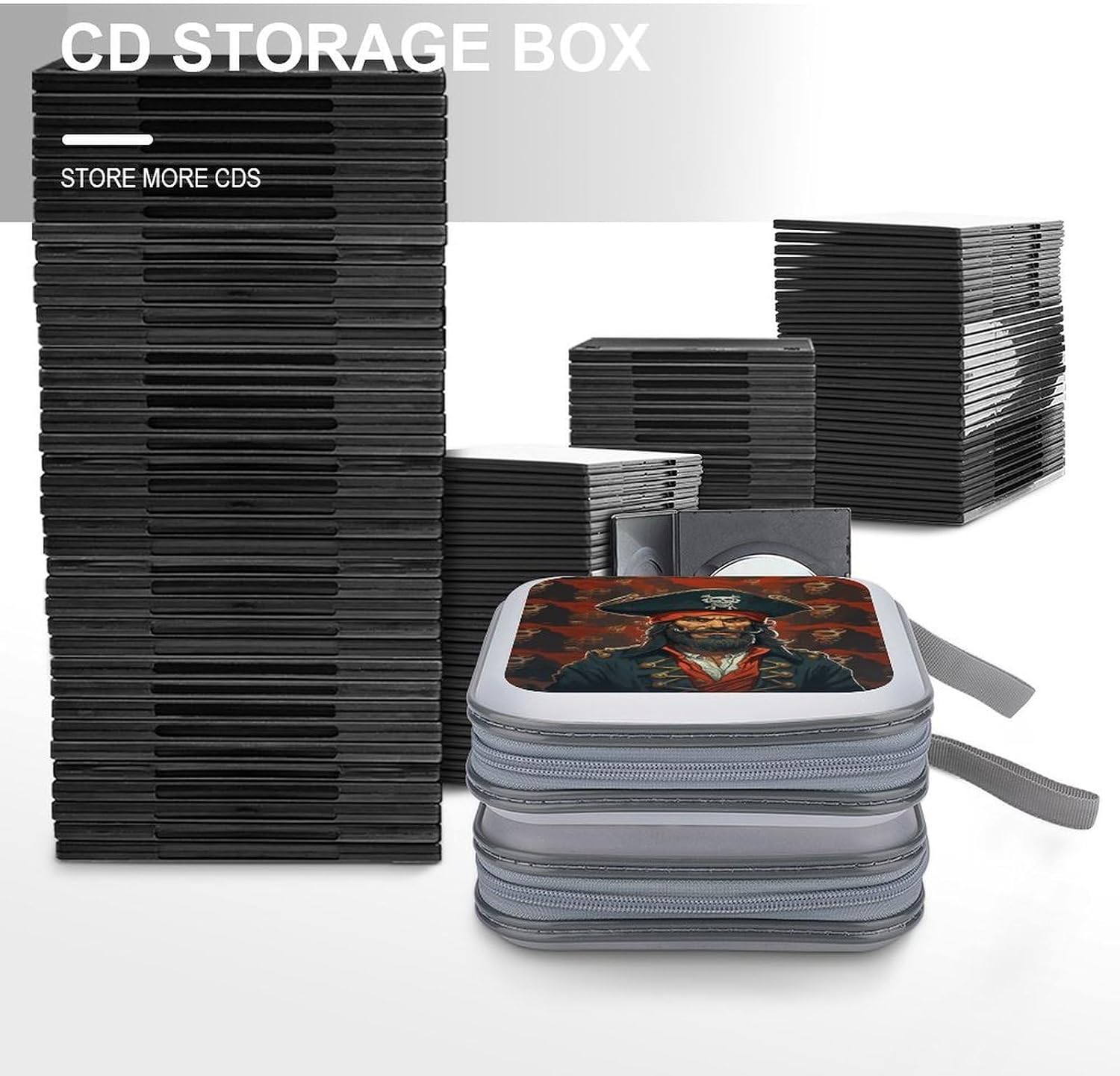 Pirate Captain DVD Case 40 Capacity Protective Storage Organizer Binder Booklet Album Portable Disc Wallet Car CD Disk Holder Hard Plastic CD Cases CD DVD Case Holder