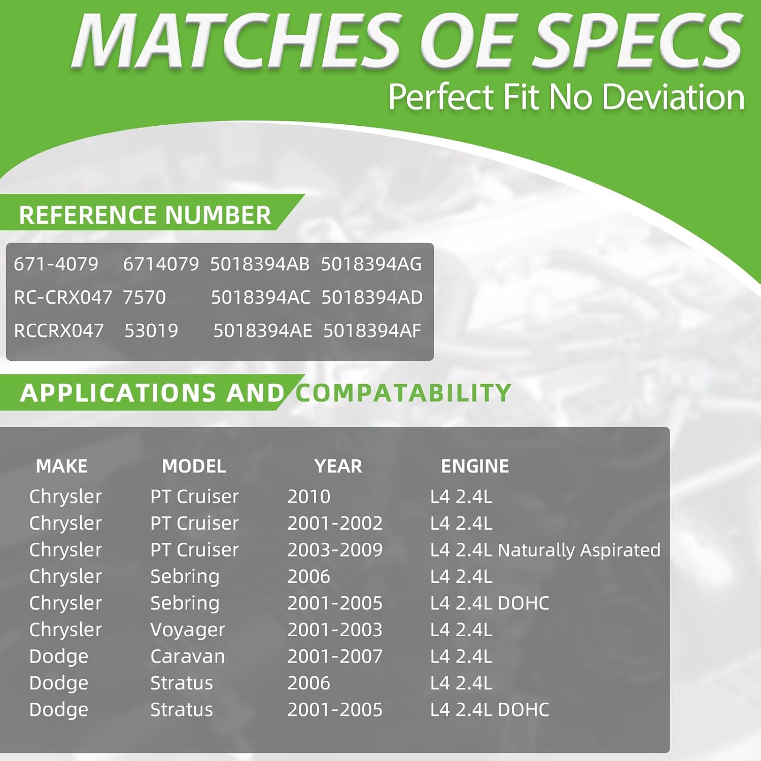 Set of 4PCS Ignition Spark Plug Wires 671-4079 53019 RC-CRX047 5018394AG & 4 Iridium Spark Plugs Set Compatible with Dodge Caravan Stratus Chrysler PT Cruiser Sebring Voyager,2.4L L4 2001-2009,6714079