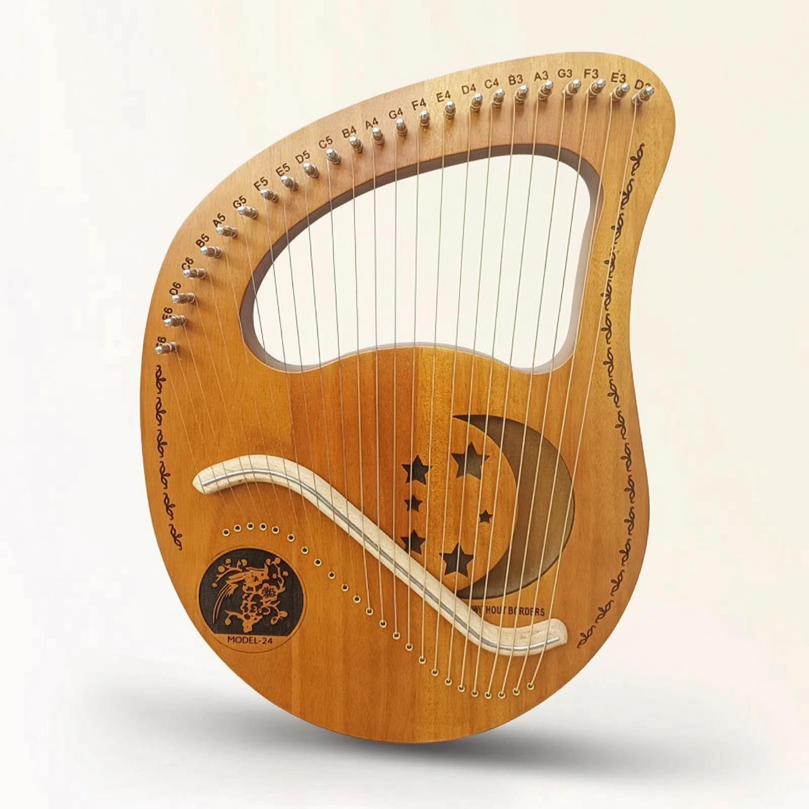 Qianly Arpa Arpa Lirica con 24 Corde in Legno Strumento Compatta Lira Portatile per Studenti, Musicisti, 24 Corde Elemento Vento