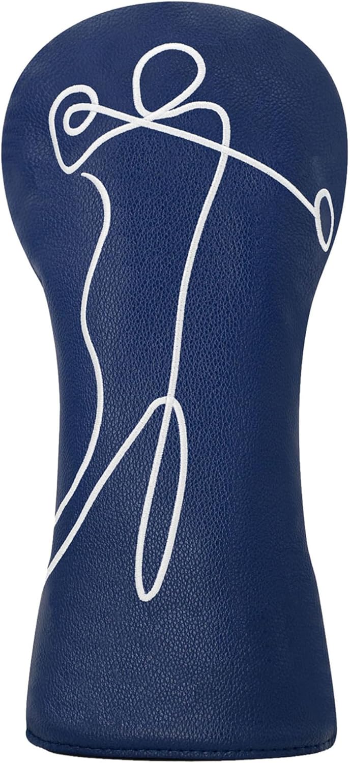 easyforever Durable PU Golf Wood Head Cover Minimalist Outline Protector Lightweight Accessory for Driver Fairway Club