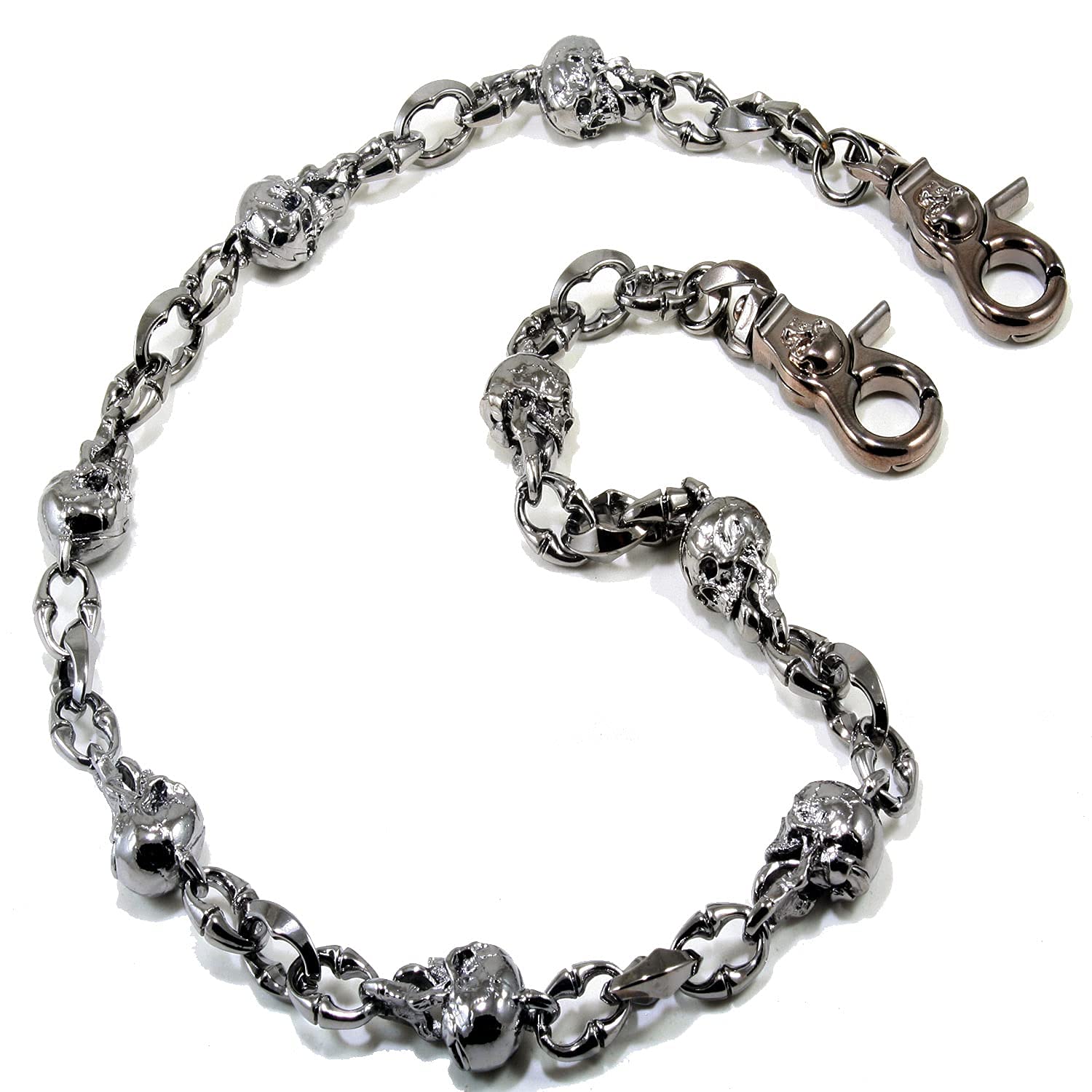 Double K NCS74MLT Schlüsselanhänger mit Totenkopf-Motiv, für Trucker, Biker, 55,9 cm / 68,6 cm, Silber/Schwarz
