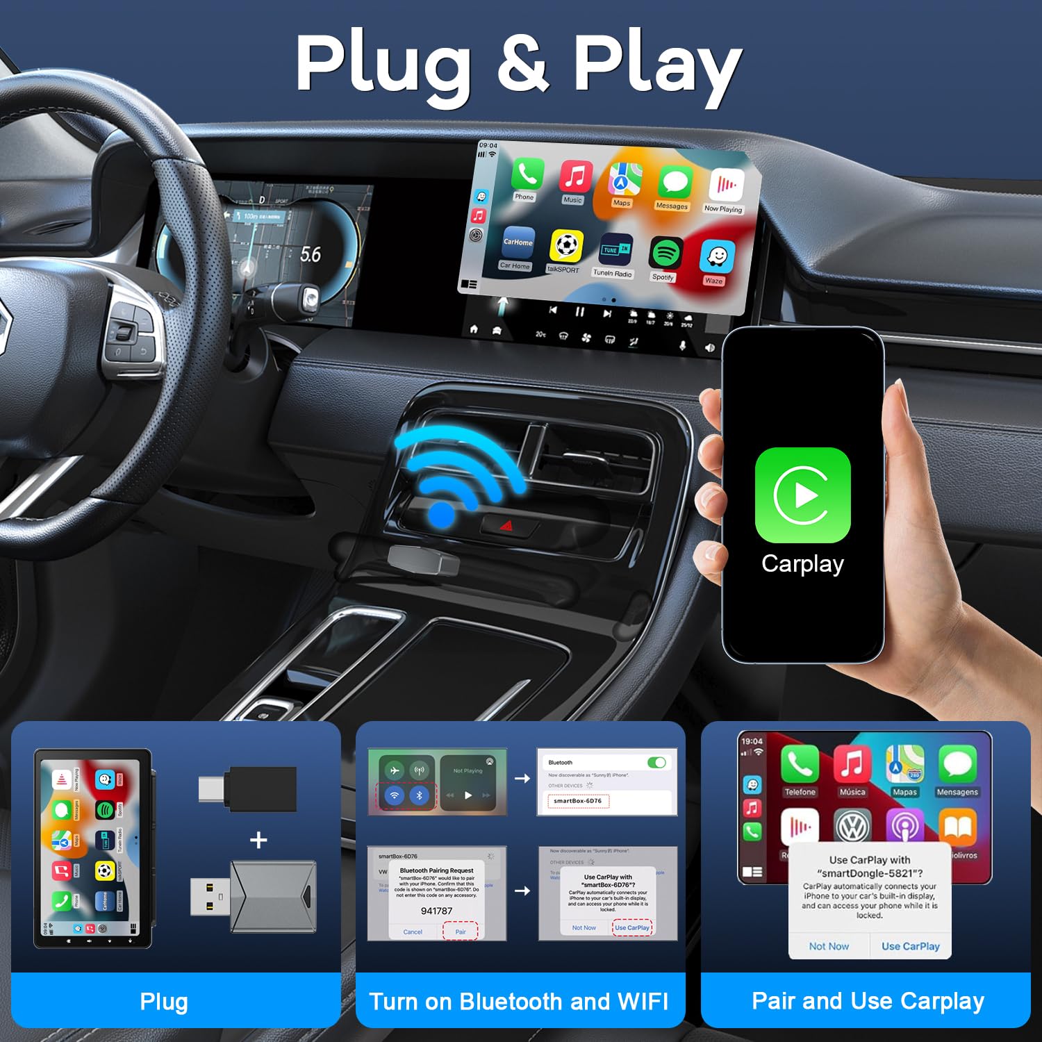 Amazon.com: Wireless CarPlay Adapter, Mini Size Apple Carplay