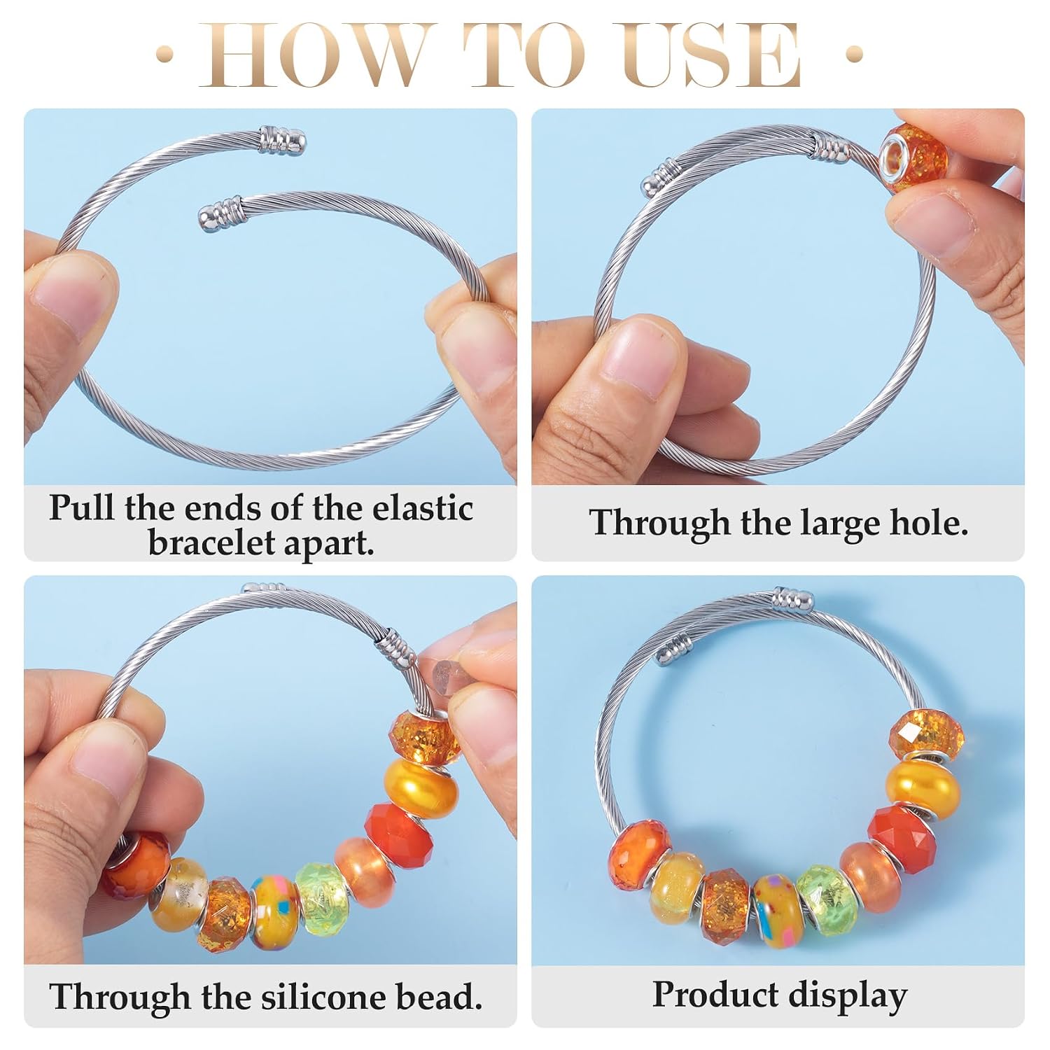 10pcs Stainless Steel Snake Charm Bracelets, Adjustable Snake BracelHets Bangles for Women, Opening Expandable Bangles Supplies for Jewelry Making DIY Crafts - Image 4