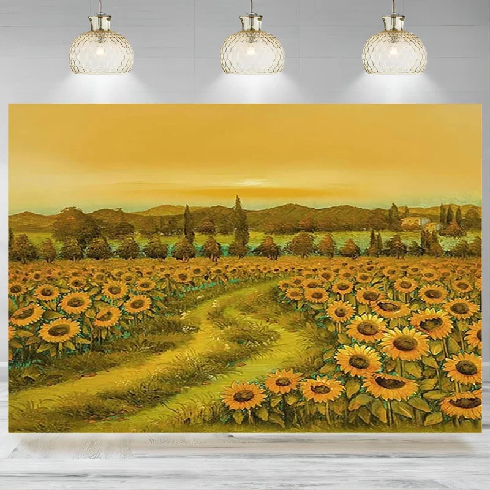 Obraz olejny w polu na jesień krajobraz baner sztuka ściana dzieci noworodki urodziny tło 440 x 300 cm