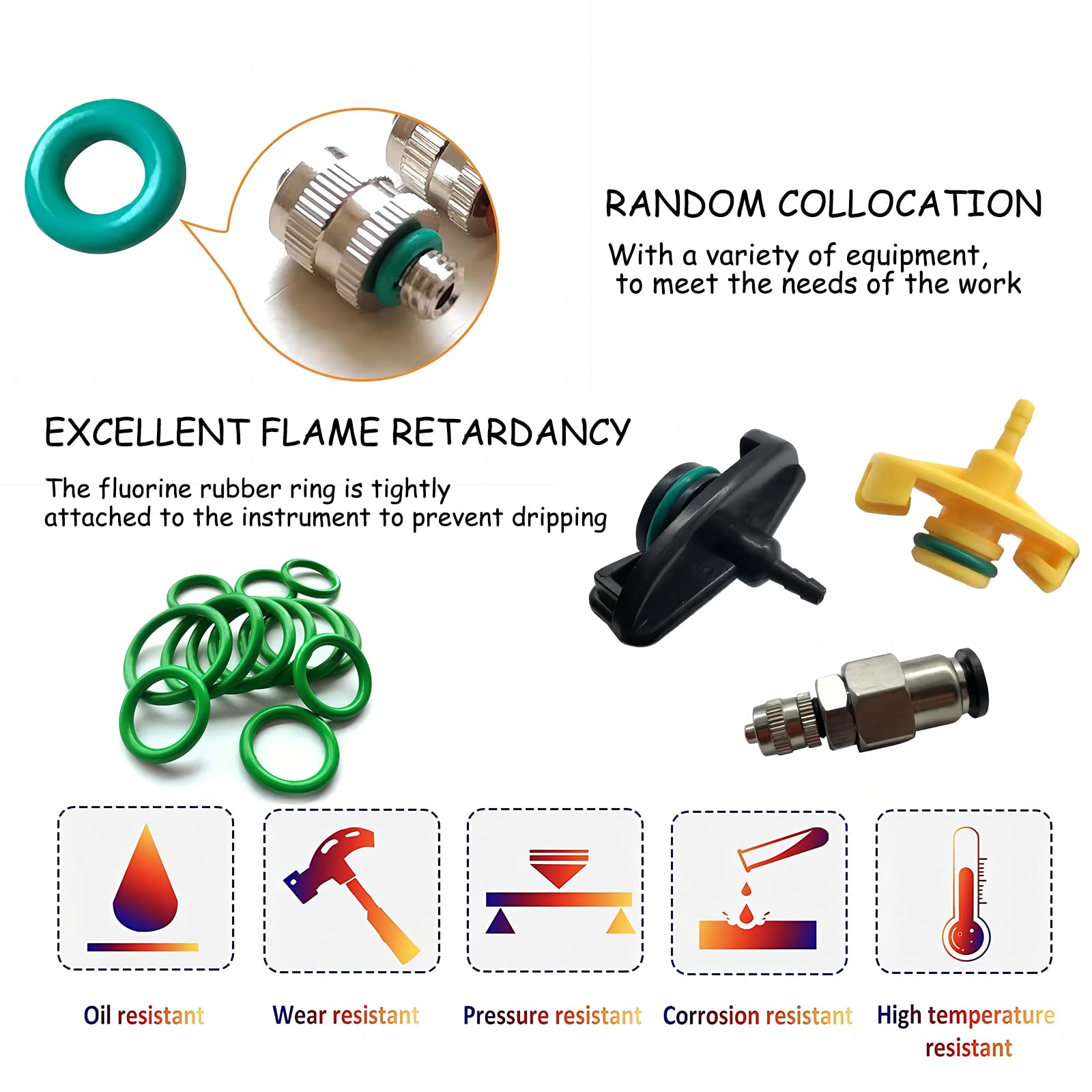 10 Pezzi O-Ring In Gomma Fluorurata FKM Verde, Diametro