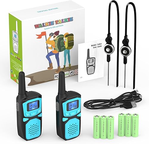 Miniatura 8 de Walkie Talkies para niños, paquete de 4, Walkie Talky recargable de largo alcance para adultos, radios bidireccionales de mano, juguetes al aire