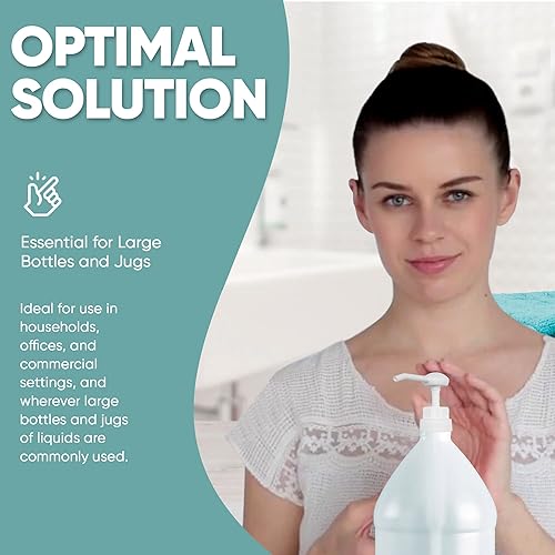 Miniatura 5 de Dispensador de bomba de galón, dispensa 1 onza por paso, resistente a prueba de fugas, sin BPA, blanco, 2 unidades, cilíndrico, plástico, 1 onza
