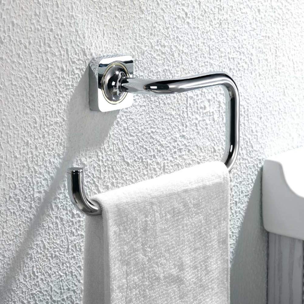 YJDQMJH Materiale Di Rame Anillo De Toalla De Baño,Anelli Portasciugamani,Bagno Montaggio a Parete Anello Asciugamano da Bagno,Cabina Doccia Mezza Apertura Portasciugamano/Argento / 23x7x12