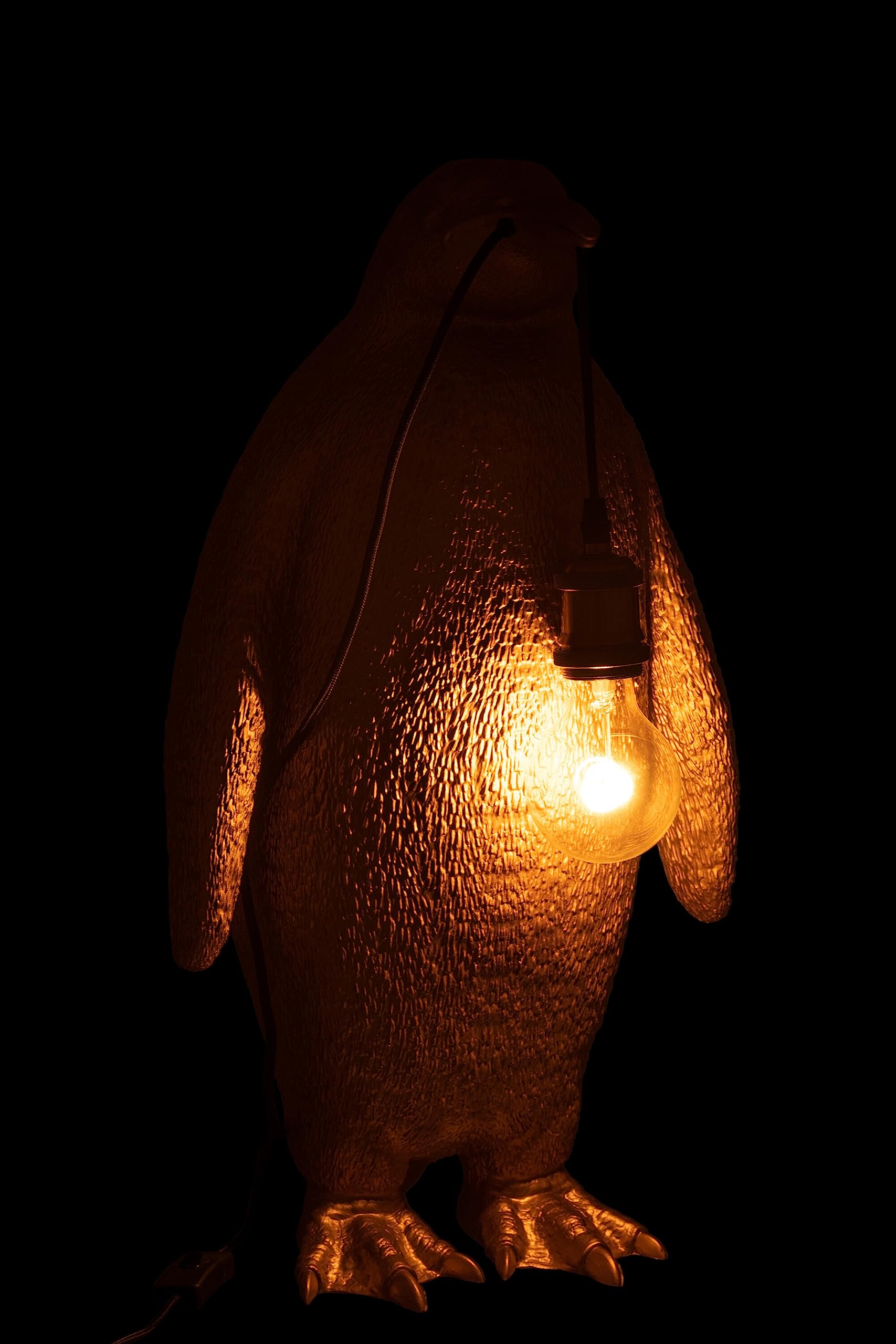 J-Line Lampada da tavolo a forma di pinguino, in resina, dorata, grande