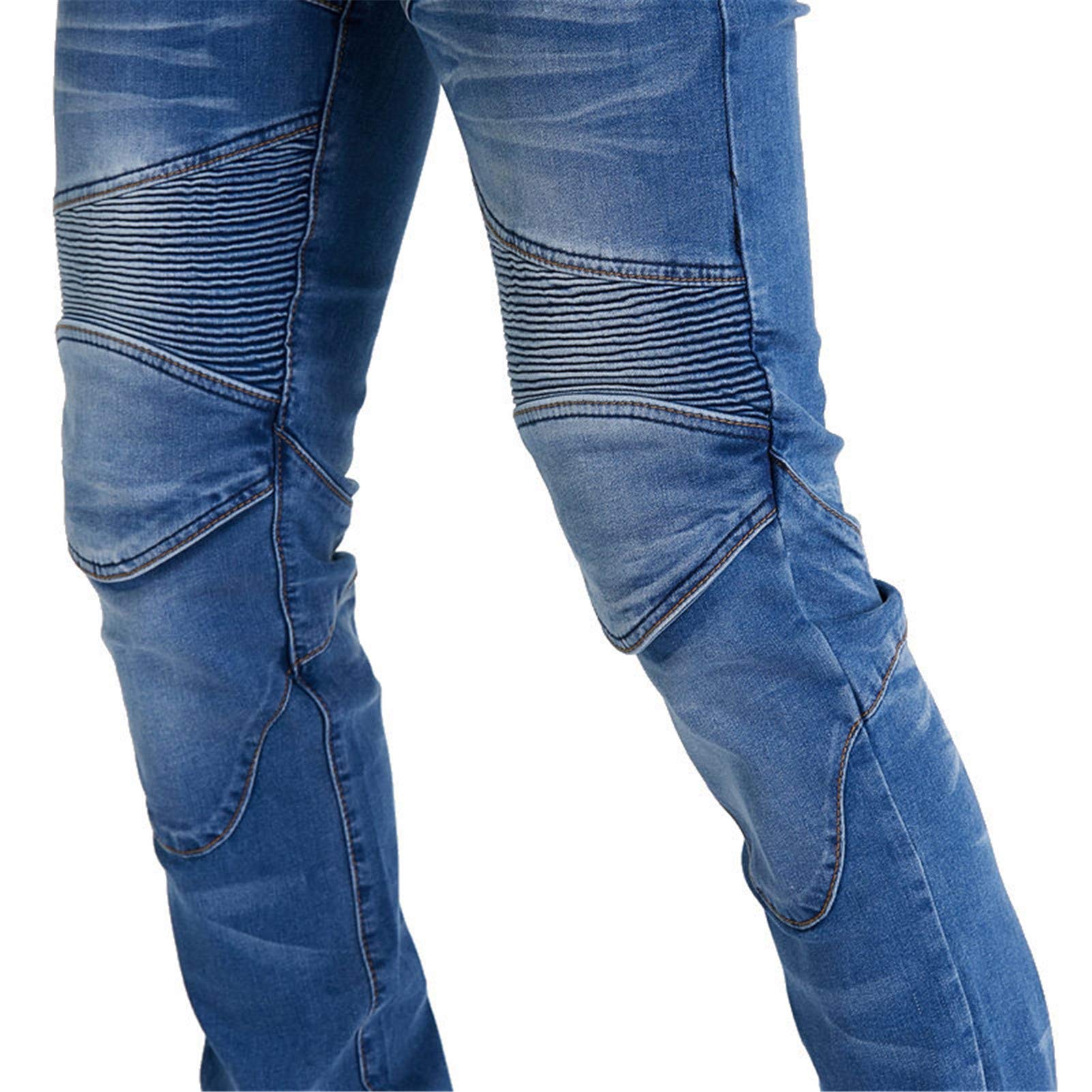BEDSETS Pantaloni Moto da Uomo, Pantaloni Jeans Denim Pantaloni Motocross, Con 2 Paia Di Jeans Imbottiti Protettivi, Con Fodera Protettiva (Blue,M)