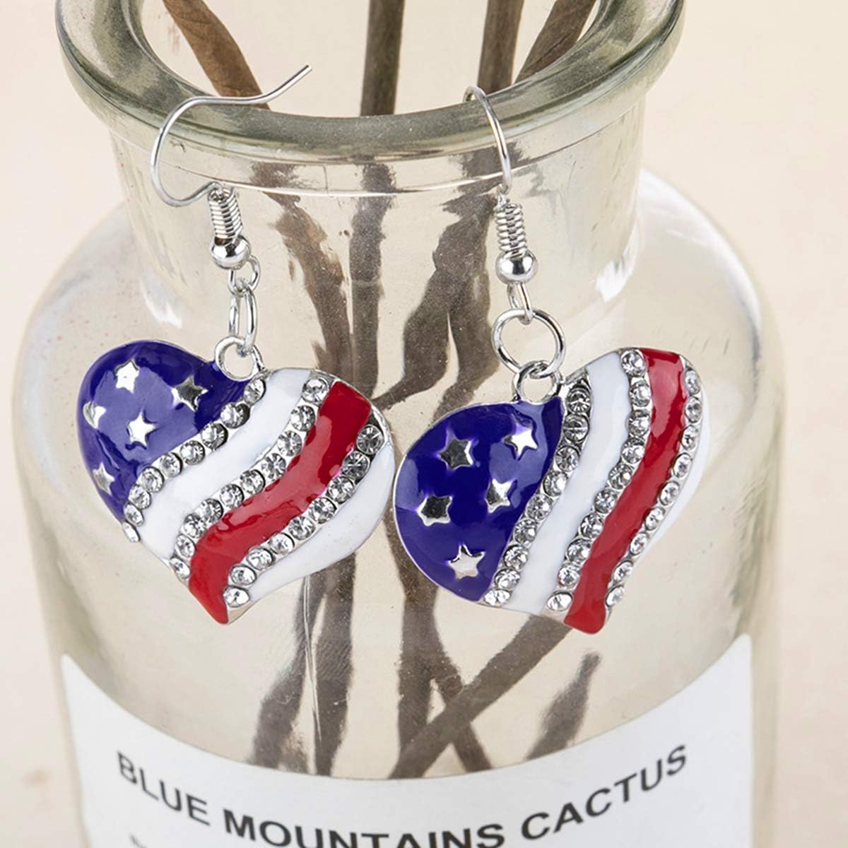 LEPRATO 4th of July Patriotic Earrings Independence Day American Flag Hook Earring for Women - Image 3