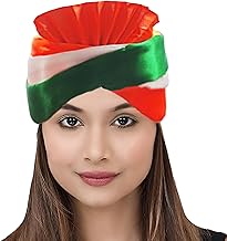 Elysian Tricolor Safa Traditional Handstitch Unisex Tiranga Color Safa Tricolor Satin Silk Safa Turban Pheta Pagdi Free Size