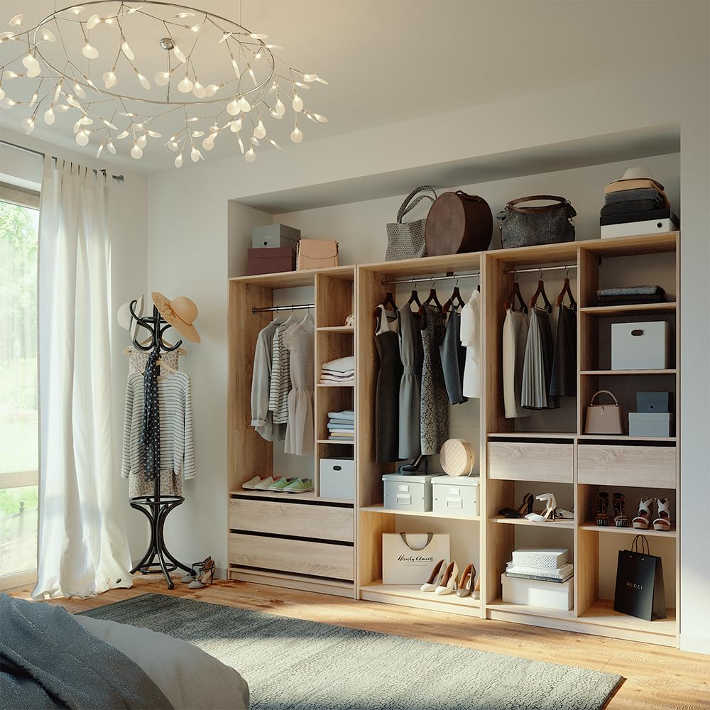Vicco Armario Elmo, Sonoma, 280 x 200 cm Lote de 3, para un Almacenamiento Flexible de Todo Tipo de Prendas de Vestir