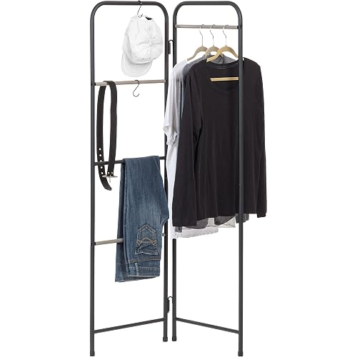 IRIS USA Free-Standing Clothing Rack, Clothes Organizer, Foldable, Metal Garment Rack, BLack