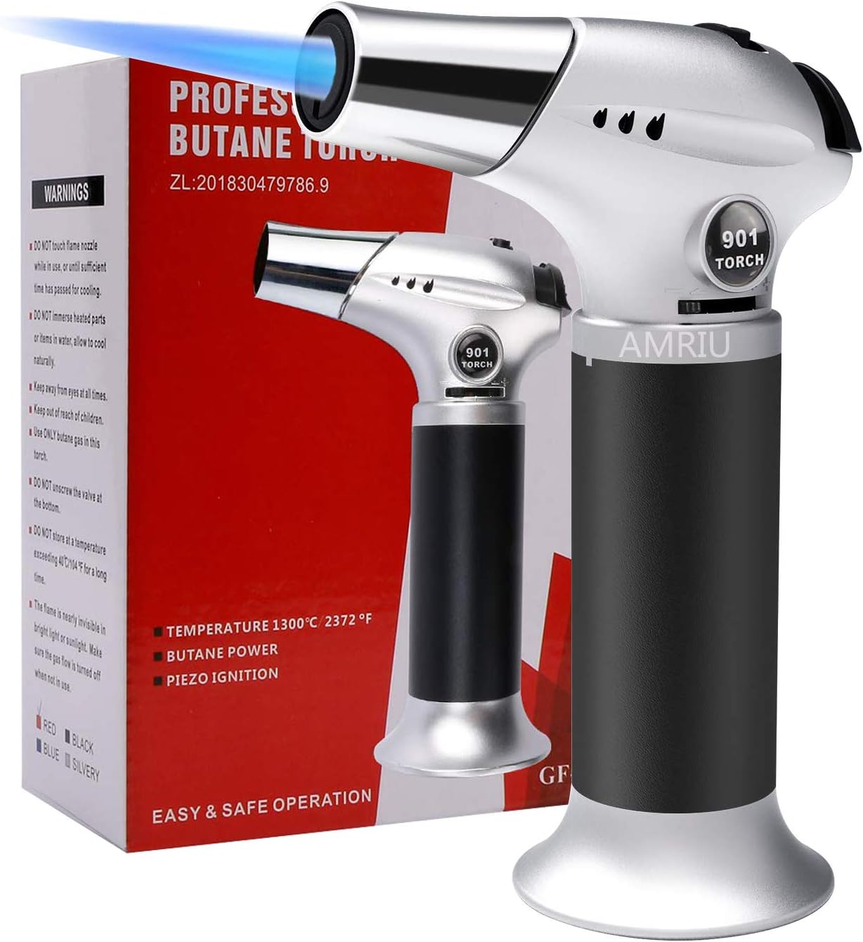 AMRIU Blow Torch, Professional Kitchen Cooking Torch with Safety Lock
