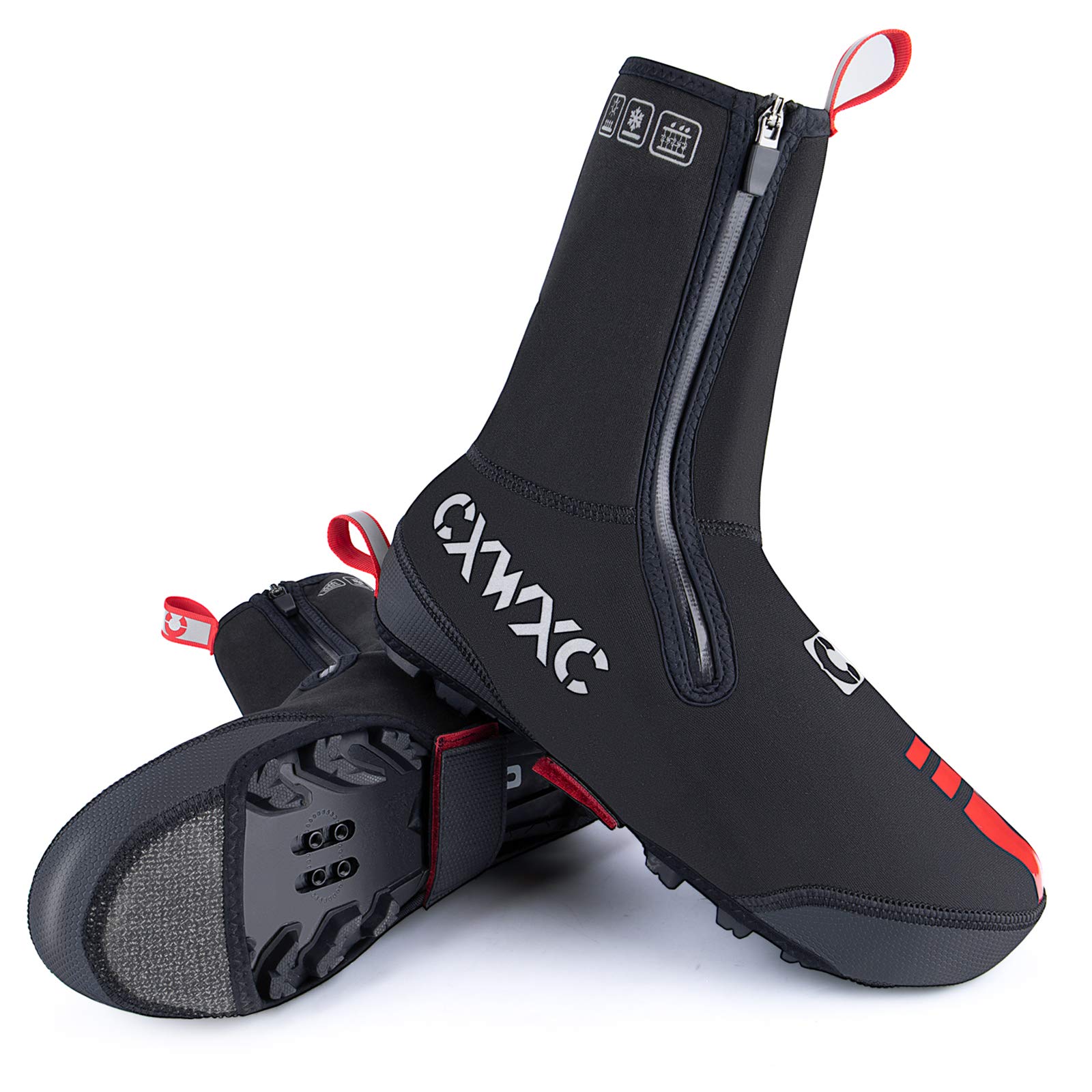 CXWXC Couvre-chaussures de cyclisme en néoprène imperméable, chaud et thermique pour homme et femme, mixte adulte, noir, XX-Large