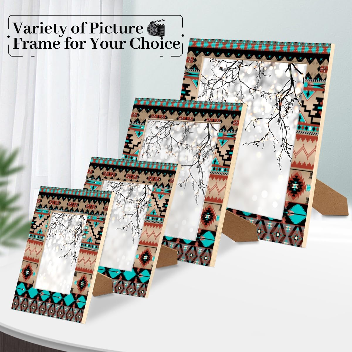 Ethnic Aztec 5x7 Picture Frames Colorful Geometric Photo Frames Collage for Wall Mounting Tabletop Display Wood Photo Picture Frame Home Office Decoration Family Friends Gift - Image 7