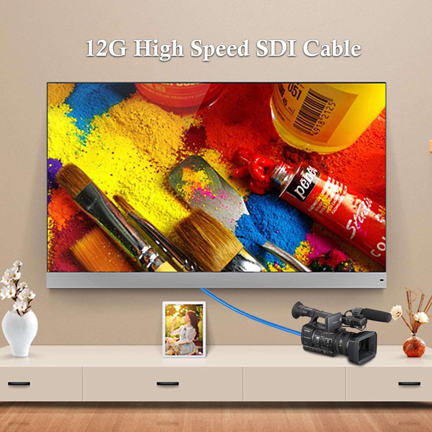 XRDS -RF 12G SDI Cable 25FT, SDI Video Cables 3G/6G/12G 75ohm BNC Male Cable Supports HD-SDI/3G/6G-SDI/4K/8K for Video Security Camera Converter