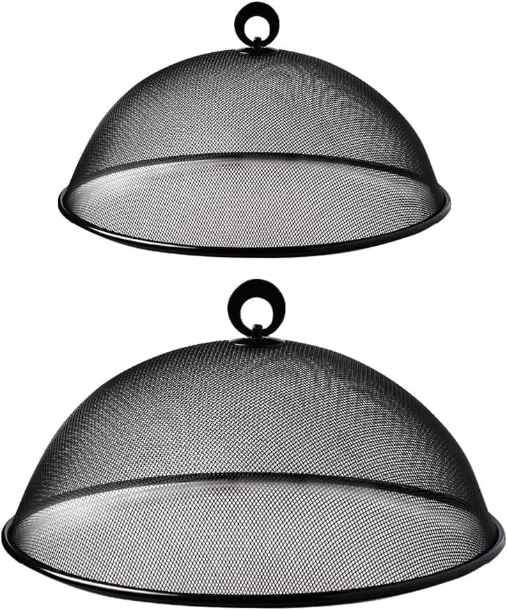 2pcs Metal Mesh Food Cover Tents Stainless Steel Food Covers Screen Food Tent Pop- Up Umbrella Screen Tents Patio Food Net for Indoor Outdoor Picnic Caming