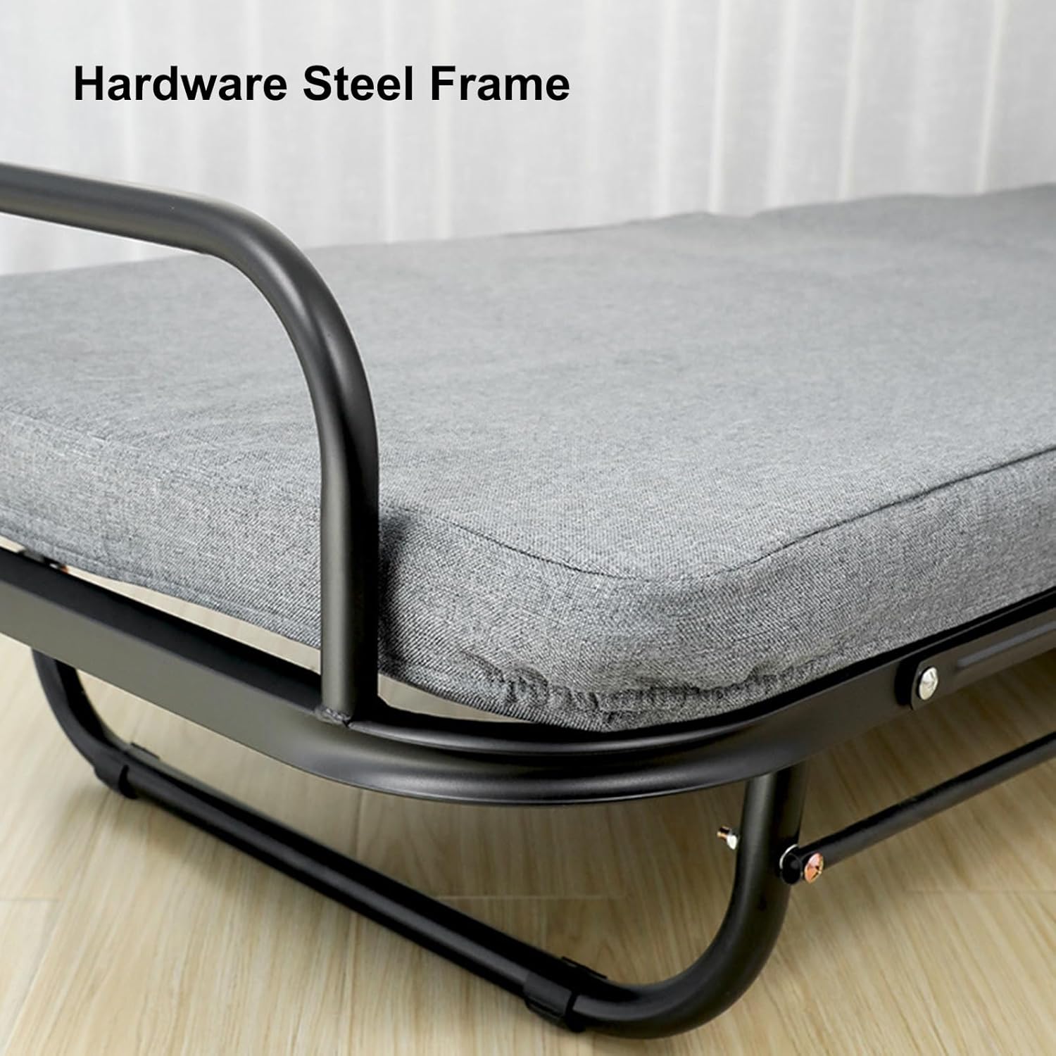 Portable Rollaway Bed for Adults - Metal Folding Bed with 300kg Capacity, 6 Adjustable Backrests, Universal Wheels - Ideal for Home, Office, and Outdoor Use (185x70x28cm)
