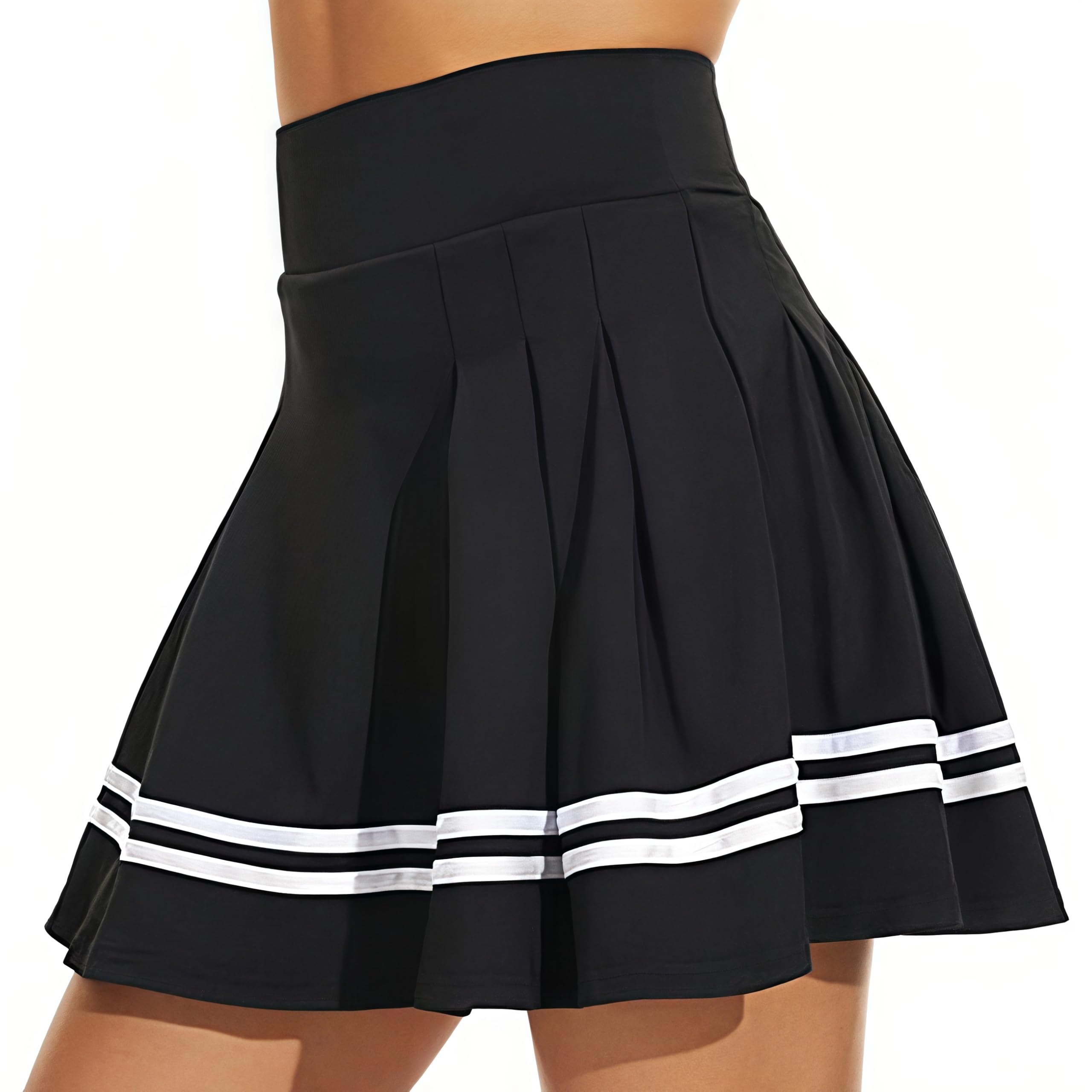 ThreeH Falda de Tenis Plisada de Cintura Alta para Mujer Pantalones Cortos con Forro Incorporado Niñas Uniformes Escolares para Niñas con 2 Bolsillos