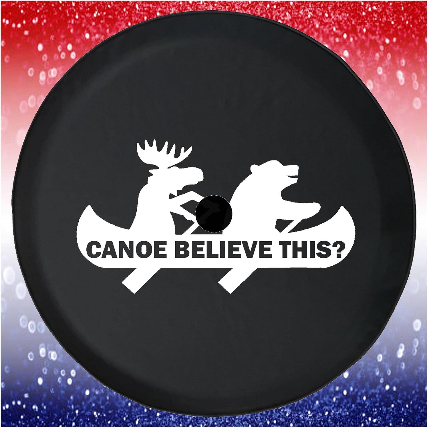 Moose Bear Canoe Outdoors Funny Camping Black 32 Inch with Backup Camera Hole JL Tire Cover