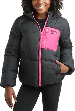Reebok Girls Winter Jacket - Fleece Lined Heavyweight Quilted Puffer Parka Coat - Ski Jacket for Girls (4-16)