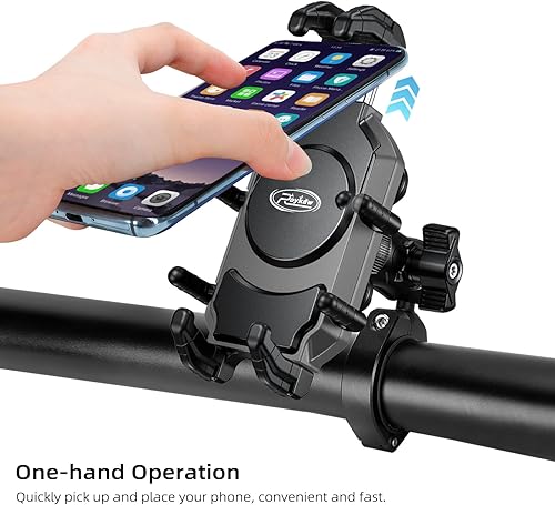 Miniatura 4 de Roykaw Soporte para teléfono UTV ATV con amortiguador de vibraciones, soporte de barra antivuelco antirrobo resistente para teléfono celular,