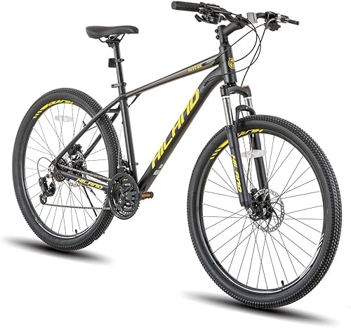 Hiland - Bicicleta de montaña de aluminio de 21 velocidades, frenos de disco hidráulicos, horquilla de suspensión de bloqueo, rueda de 27.5