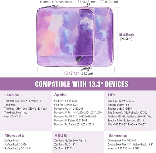 Miniatura 2 de TiMOVO Funda para laptop de 13.3 pulgadas con bolsillos para iPad Pro 12.9 202220212020, MacBook Air 2022-2018, MacBook Pro 2022-2016, Galaxy Tab