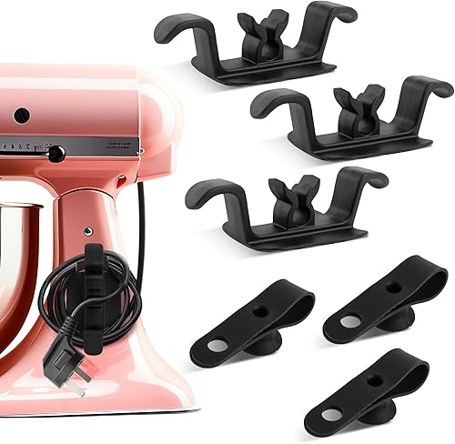 Lexaia Juego de 6 soportes para cables  3 envoltorios de cables para electrodomésticos de cocina y 3 bridas de silicona reutilizables  Organizador