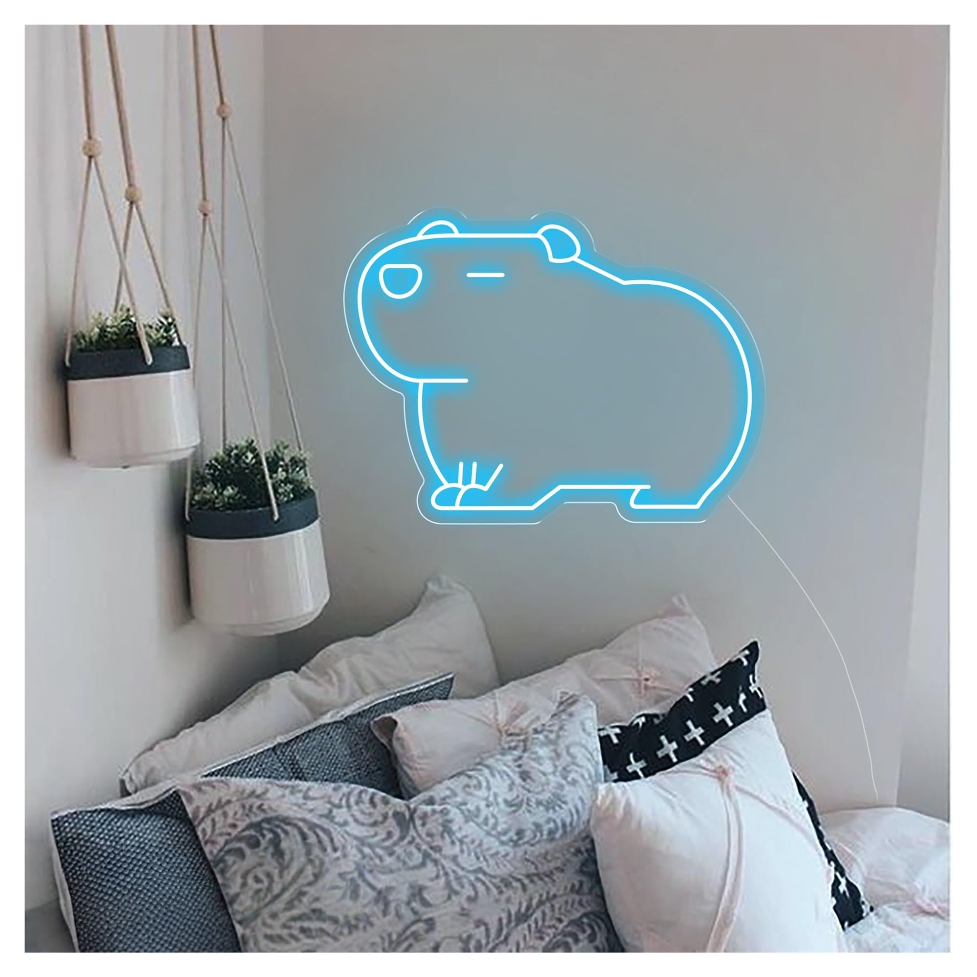 RONGCH Hanging Art Neon Signs Capybara Neon Sign, Suitable for Home Kid Room Decor with Brightness Adjustable 30cmx40cm(C)