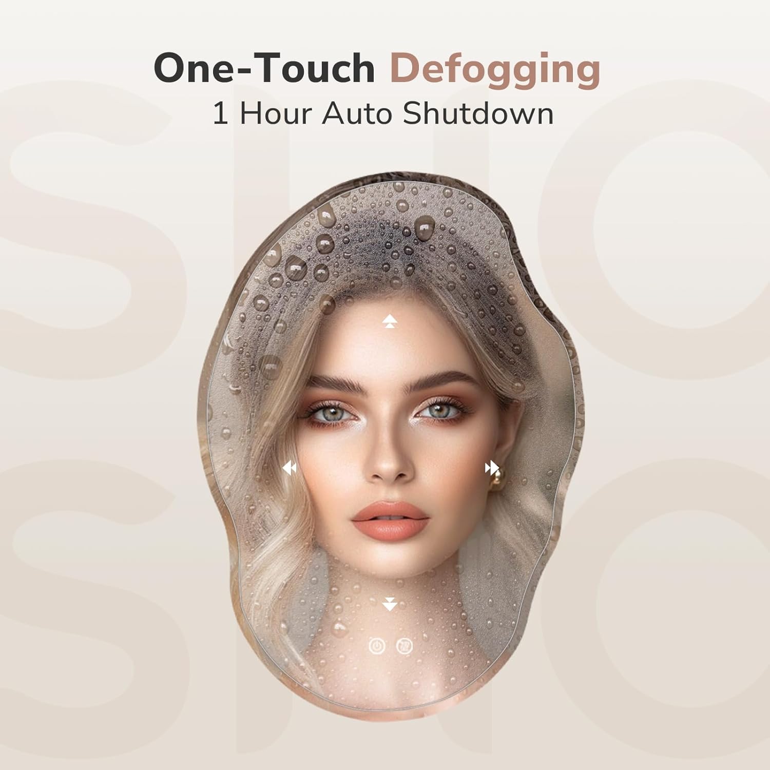 USHOWER LED Bathroom Mirror, 25"x35" Irregular Vanity Mirror with Lights for Bathroom, Backlit, Wall Mounted, Anti-Fog, 3 Colors and Dimmable Light, Horizontal/Vertical, Asymmetrical