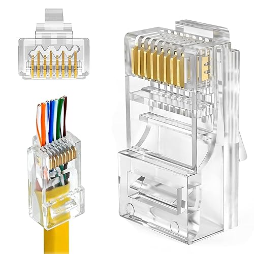 Miniatura 2 de Paquete de 100 conectores Cat 6, conectores modulares Cat6 RJ45, conectores de paso Cat6, conectores de crimpado de cable Ethernet, extremos RJ45