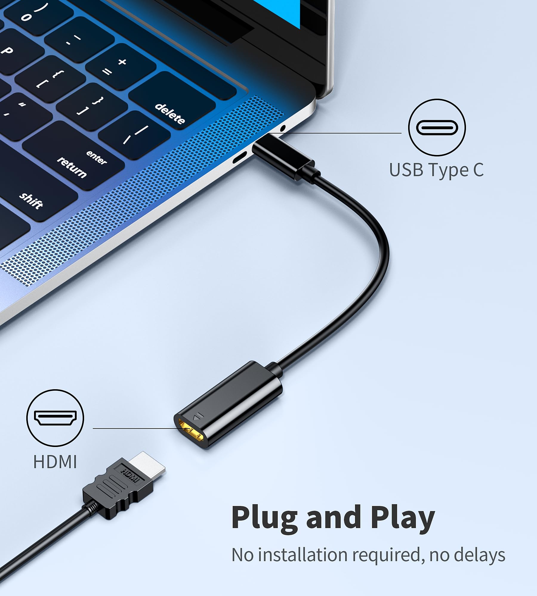 USB C Auf HDMI Adapter 4K | Für IPhone 15, MacBook, Android | Thunderbolt Kompatibel